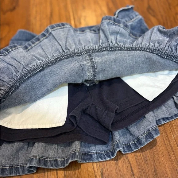 Skechers Girls Size 10 Denim Skort Ruffle Hem Y2K - Picture 5 of 8